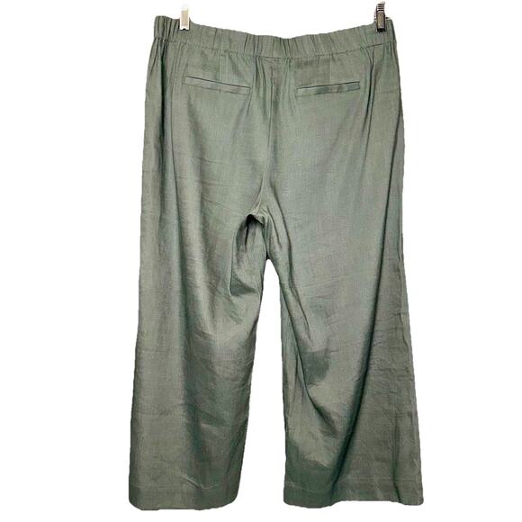 NWOT J.Jill Linen Stretch Pant Medium Petite Green Linen Blend Wide Leg Pockets - Picture 3 of 7